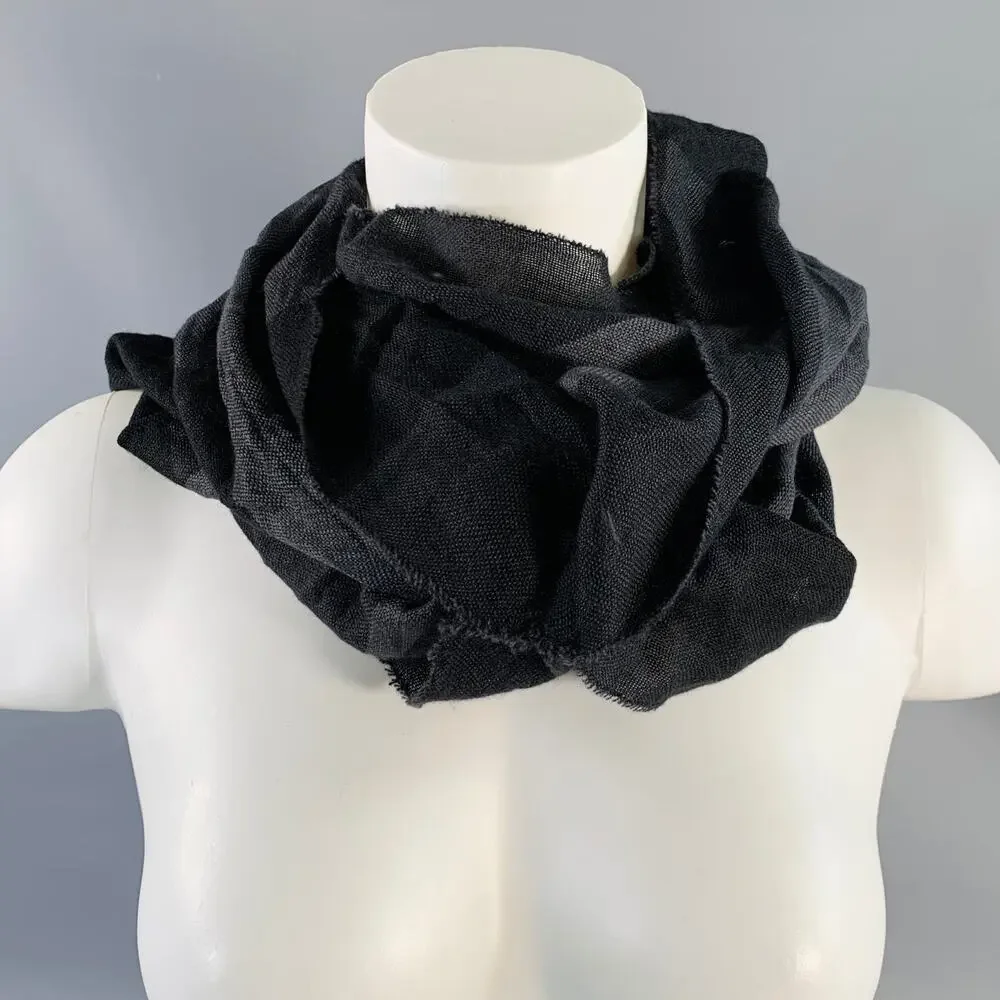BURBERRY Grey Black Checkered Merino Wool Cashmere Snood Scarf